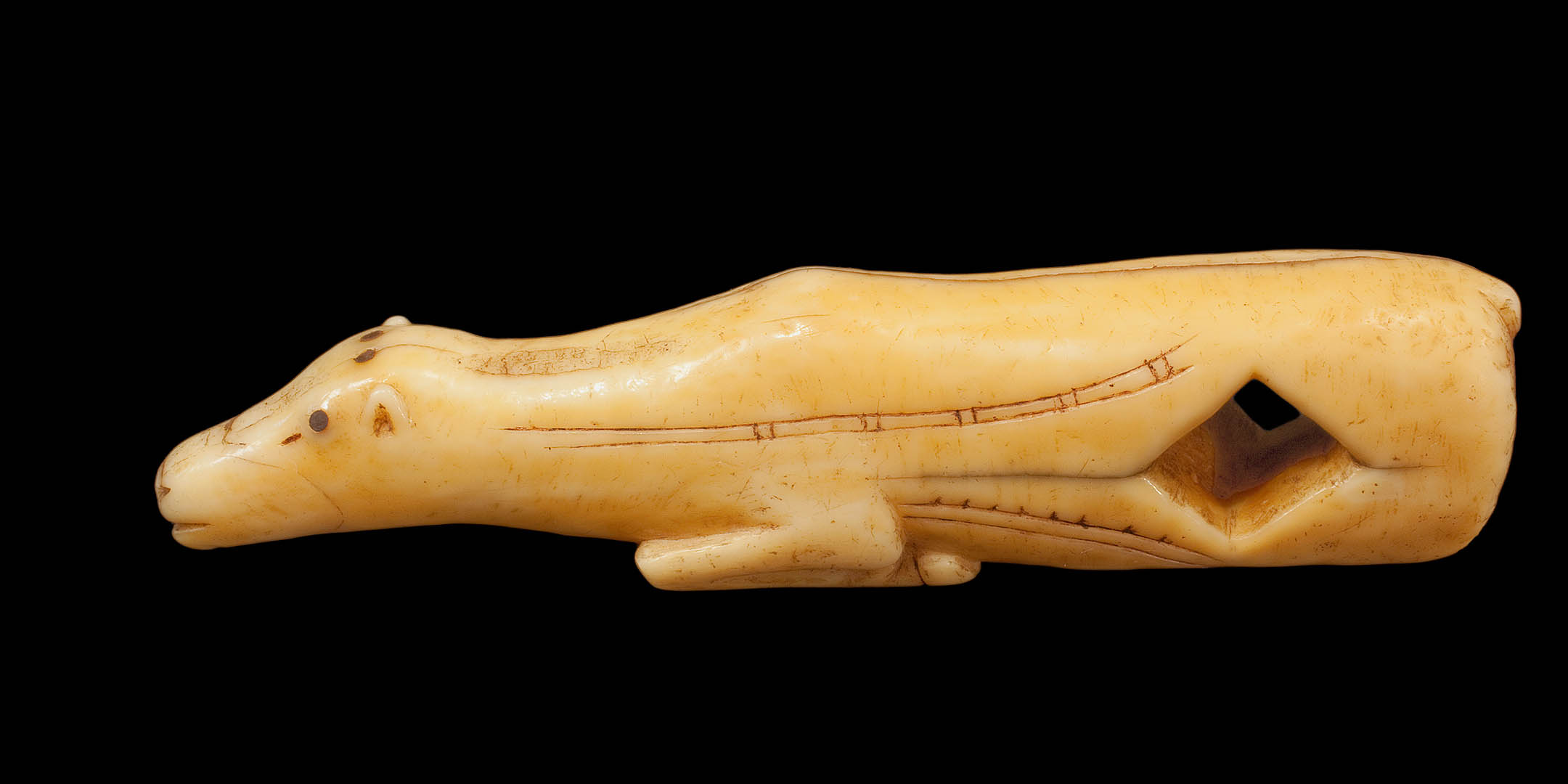 Inuit or Thule Arrow Straightener in the form of a Caribou  Ivory
