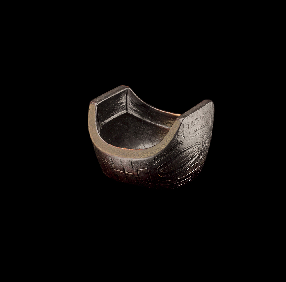 Miniature Grease Bowl Tlinglit or Haida, c. 1800 Hardwood 3 ½” Long